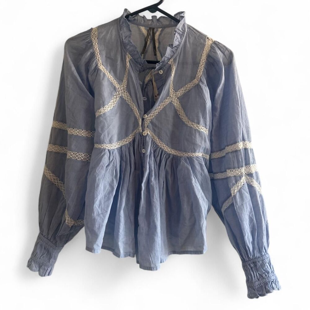 Anthropologie Women's Blue and Purple Blouse